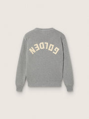 Golden Goose Unisex Golden sweater for kids in ribbed gray melange with logo on the back