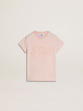 Golden Goose Girls' pink T-shirt with pink print on the front