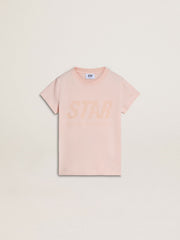 Golden Goose Girls' pink T-shirt with pink print on the front