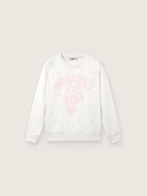 Golden Goose Journey white cotton crew-neck sweatshirt for girls with mascot print and crystal appliqués