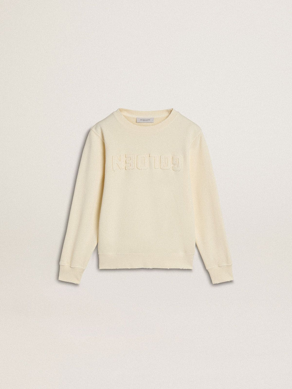 Golden Goose Girls’ cream-colored sweatshirt with patch writing