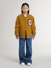 Golden Goose Kids’ wool bomber jacket in ochre yellow with patch