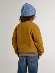 Golden Goose Kids’ wool bomber jacket in ochre yellow with patch