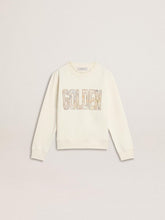 Golden Goose Girls' white sweatshirt with multicolor Golden writing on the front