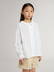 Golden Goose Girls' white broderie anglaise cotton shirt