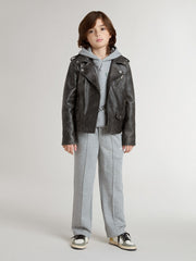 Golden Goose Kids’ gray sweatshirt with multicolor printed lettering