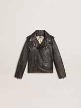 Golden Goose Boys’ biker jacket in distressed leather