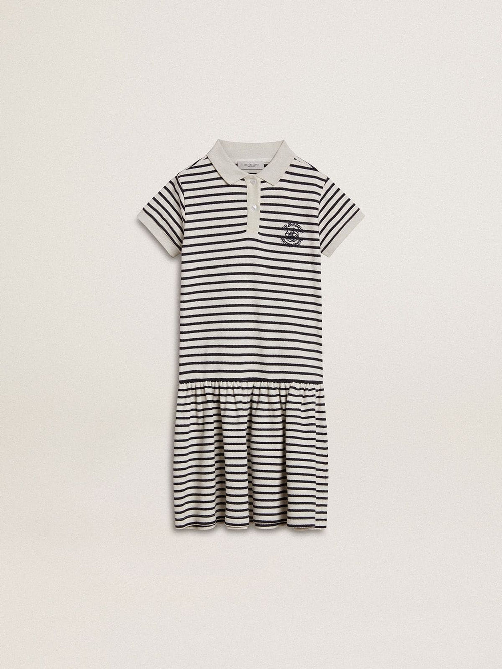 Golden Goose Girls' midi dress in striped cotton blend with embroidery