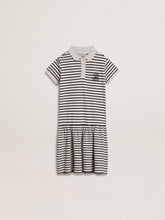 Golden Goose Girls' midi dress in striped cotton blend with embroidery