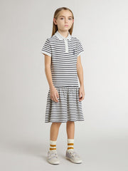 Golden Goose Girls' midi dress in striped cotton blend with embroidery