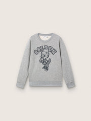 Golden Goose Journey crew neck sweatshirt for boys in gray melange cotton with mascot print