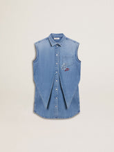 Golden Goose Girls' denim dress with front knot and embroidery
