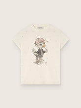 Golden Goose Journey T-shirt for girls in white cotton jersey with digital mascot print and crystal appliqués