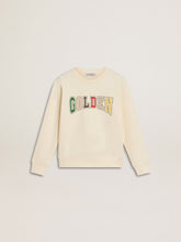 Golden Goose Sweatshirt in aged white with multicolor Golden lettering on the front