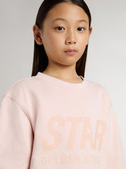 Golden Goose Girls' pink-colored sweatshirt with pink front lettering