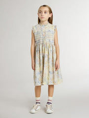 Golden Goose Girls' cotton midi dress with multicolor floral print