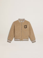 Golden Goose Kids beige fleece bomber jacket