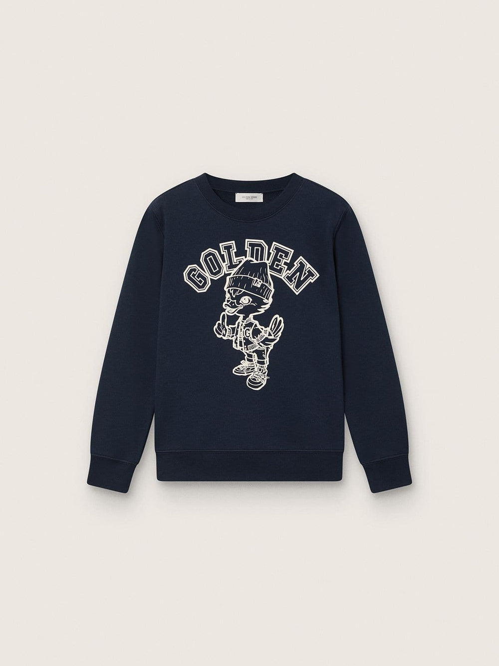Golden Goose Journey crew neck sweatshirt for boys in navy blue cotton with mascot print
