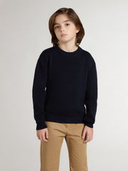 Golden Goose Boys’ blue crew-neck sweater with 'Golden' lettering on the back