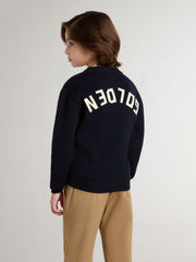 Golden Goose Boys’ blue crew-neck sweater with 'Golden' lettering on the back