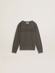Golden Goose Kids’ gray sweatshirt with raised logo