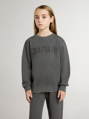 Golden Goose Kids’ gray sweatshirt with raised logo