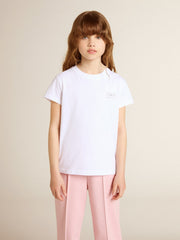 Golden Goose White and silver T-shirt with logo and maxi star in silver glitter