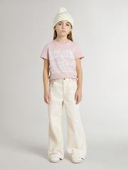 Golden Goose Girls' pink T-shirt with white print