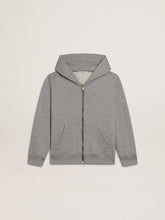 Golden Goose Gray melange hooded sweatshirt with print on the back