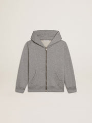 Golden Goose Gray melange hooded sweatshirt with print on the back