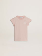 Golden Goose Girls' pink T-shirt with ruffled sleeves and embroidery