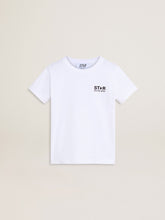 Golden Goose White T-shirt with contrasting black logo and star