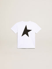Golden Goose White T-shirt with contrasting black logo and star