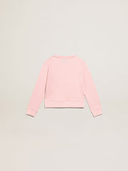 Golden Goose Pink sweatshirt with maxi star in silver glitter on the front