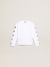 Golden Goose White long-sleeved T-shirt with contrasting black stars