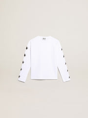 Golden Goose White long-sleeved T-shirt with contrasting black stars