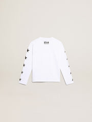 Golden Goose White long-sleeved T-shirt with contrasting black stars