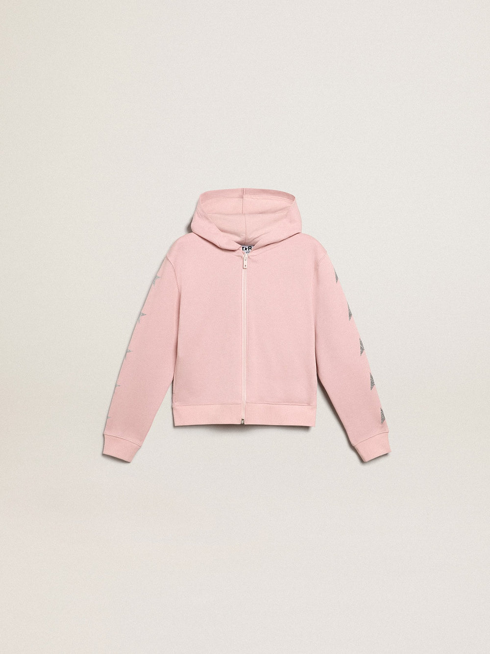 Golden Goose Pink sweatshirt with hood and silver glitter stars