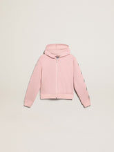 Golden Goose Pink sweatshirt with hood and silver glitter stars
