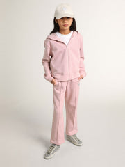Golden Goose Pink sweatshirt with hood and silver glitter stars