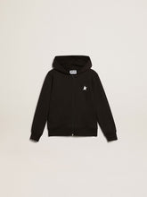 Golden Goose Black hooded sweatshirt with contrasting white star and logo