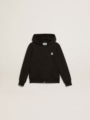 Golden Goose Black hooded sweatshirt with contrasting white star and logo