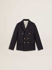 Golden Goose Boys' dark blue double-breasted blazer