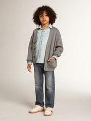 Golden Goose Gray cotton cardigan with logo on the back