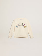 Golden Goose Sweatshirt in aged white with multicolor Golden lettering on the front