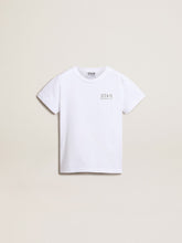 Golden Goose Girls’ white T-shirt with contrasting silver logo and star