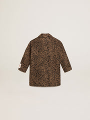 Golden Goose Girls’ single-breasted coat in wool with jacquard animal print