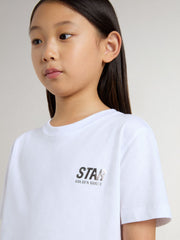 Golden Goose Kids’ white cotton T-shirt with silver print
