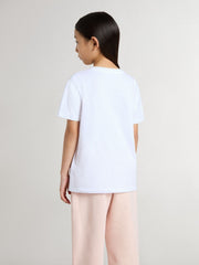 Golden Goose Kids’ white cotton T-shirt with silver print