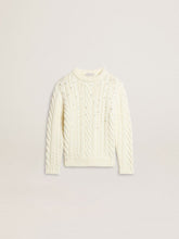 Golden Goose Girls' white wool sweater with pearls
